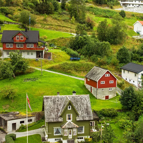 Landelijk Landschap Met Huizen Dorp Olden Noorwegen — Stockfoto