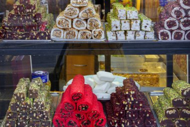 Turkish delights in the shop, Rahat lokum, Istanbul, Turkey.