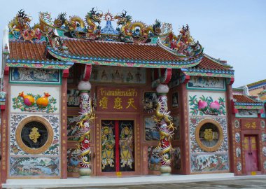 Pattaya, Thailand - Aug 2, 2022: Buddist temple architecture in Pattaya. 