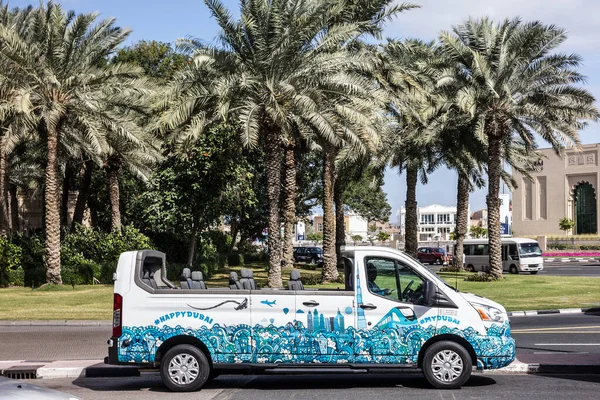 Dubai Uae March 2022 Sightseeing Tourist Open Minibus Happy Dubai Stock Image