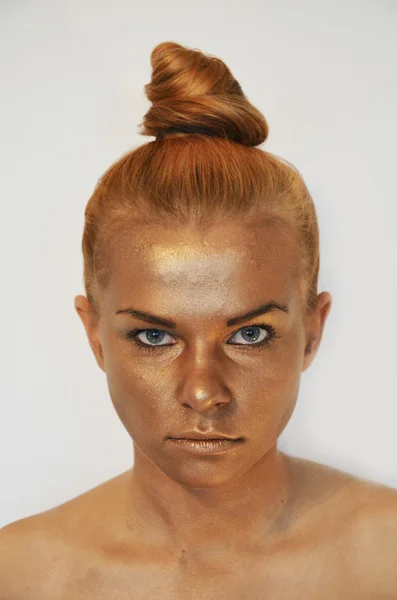 Redhead woman in studio makeup — Stock Photo, Image
