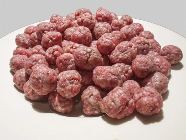 Meatballs for the soup on a white plate — Stock Photo, Image