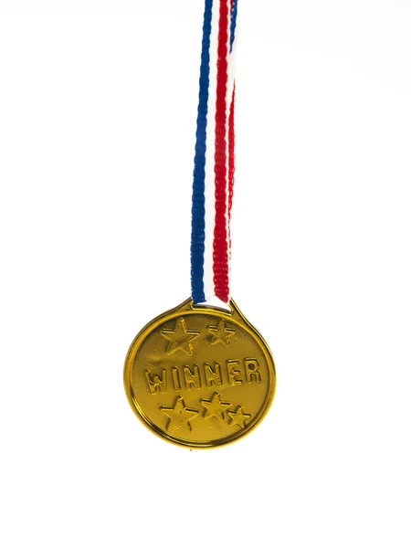Beyaz zemin üzerine altın madalya kazanan kolye Telifsiz Stok Imajlar