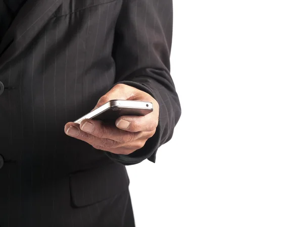 Businessman with smart phone in his hand — Stock Photo, Image