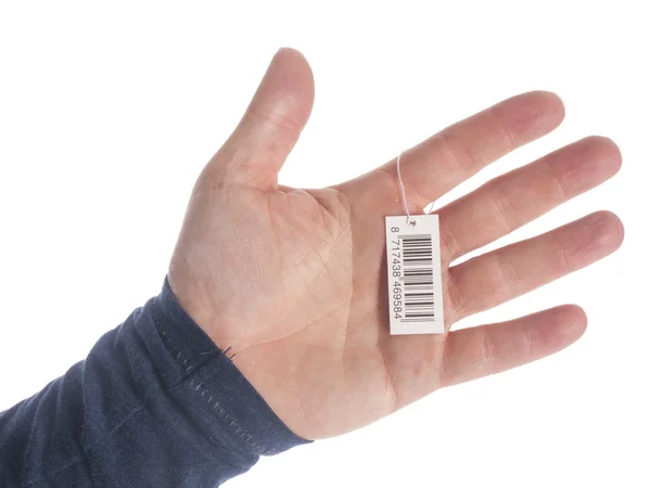 Hands with bar code on a white background — Stock Photo, Image