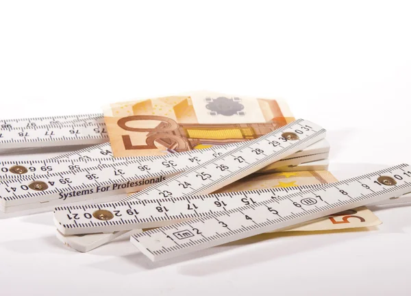 50 euro bankovek a tesařské vládce — Stock fotografie