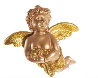 iki altın cherubs ve beyaz arka plan