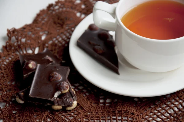 Taza de té con chocolate — Foto de Stock