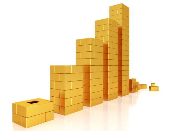 Golden Brick Graph — Stock Photo, Image