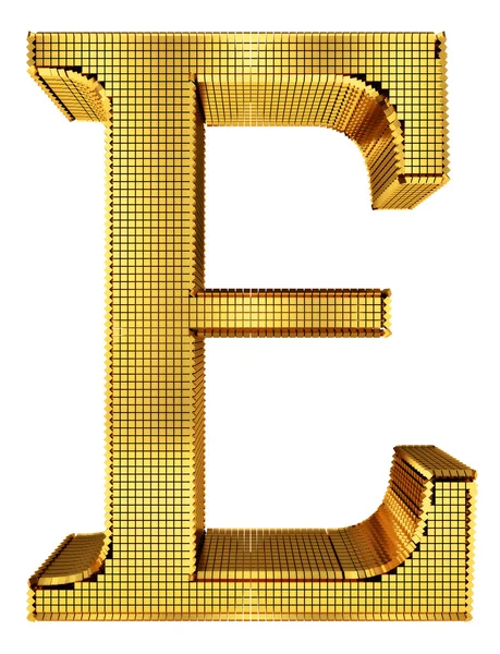 Rika gyllene kub alfabetet - e — Stockfoto
