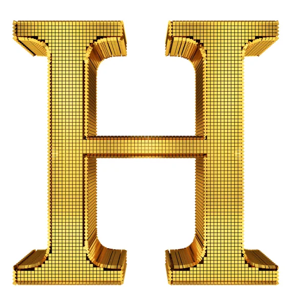 Rich Golden Cube Alphabet - H — Stock Photo, Image