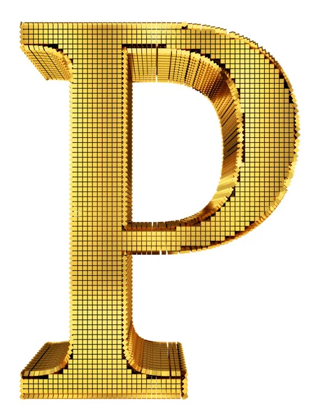 豊かな黄金キューブ アルファベット - p — ストック写真