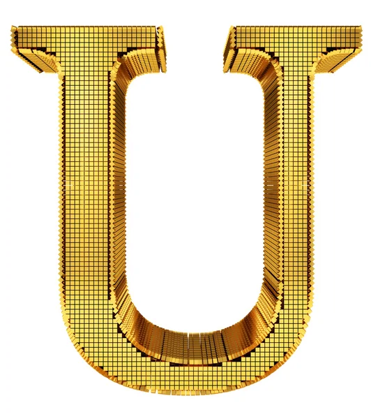 Rich Golden Cube Alphabet - U — Stock Photo, Image