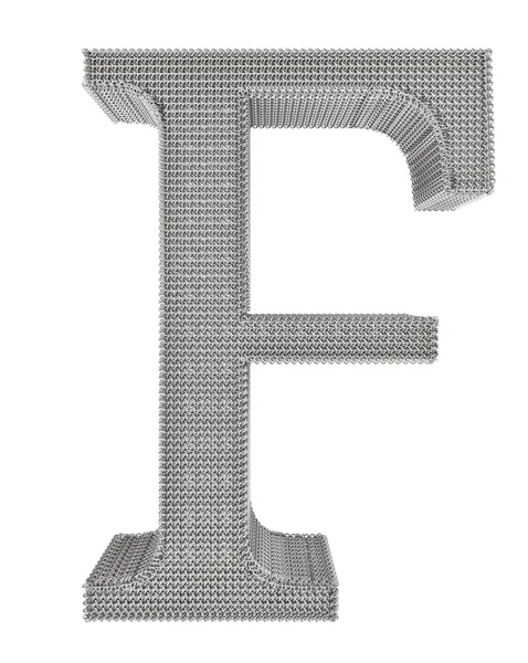 Alfabeto de acero de eslabón de cadena - F —  Fotos de Stock
