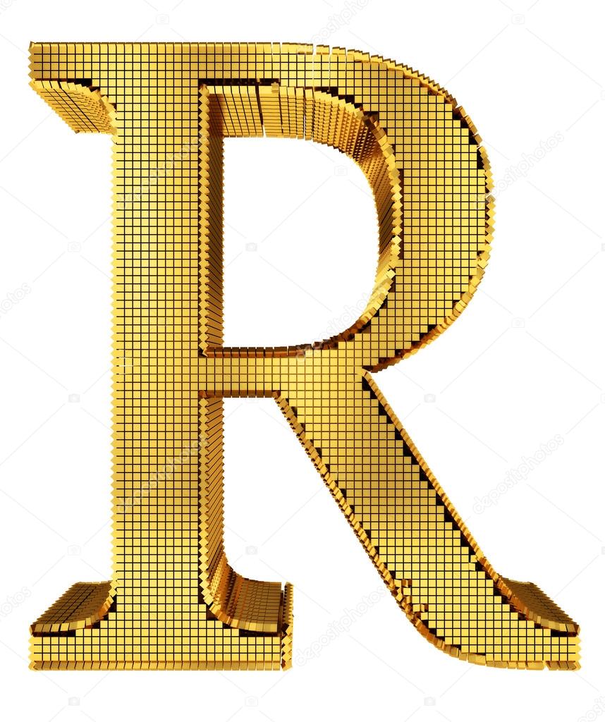 Rich Golden Cube Alphabet - R