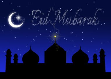 Eid mubarak mavi gece tebrik