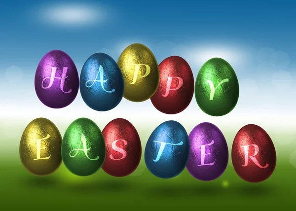 Coloured Happy Easter Eggs — Stock Photo, Image