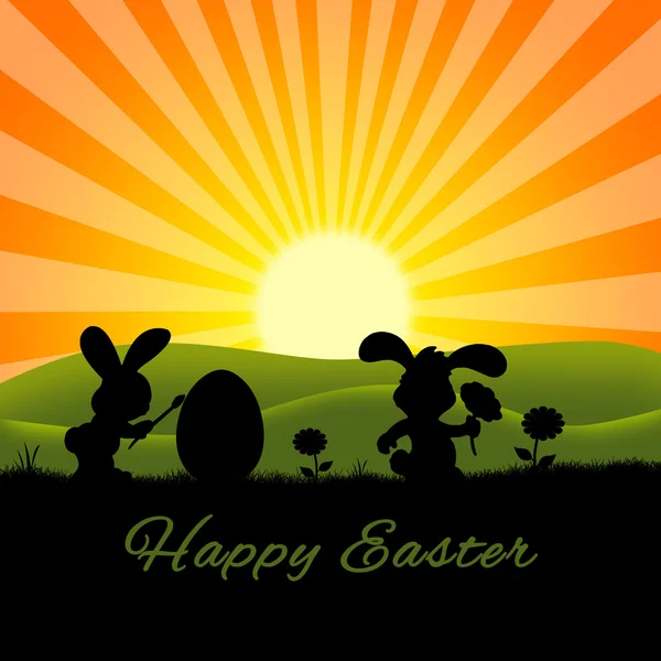 Cute Easter Rabbits Silhouette — Stock Photo, Image