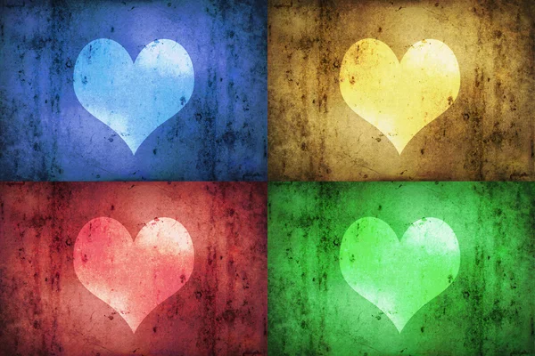 Coloured Grunge Hearts — Stock Photo, Image