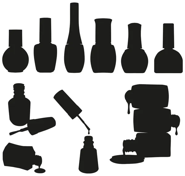 Set de botellas de esmalte de uñas vectoriales — Archivo Imágenes Vectoriales