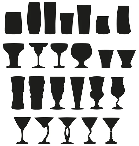 22 Vector Silhouette Cocktail Glasses — Stock Vector