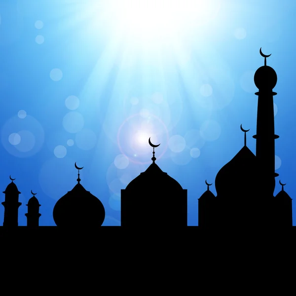 Moskee silhouet met sunburst — Stockfoto
