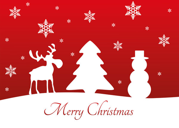 Vector Christmas Tree Rindeer Snowman

