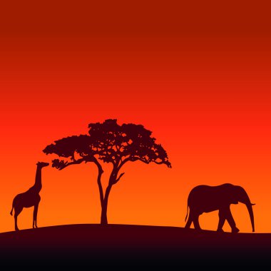 Afrika safari siluet vektör arka plan