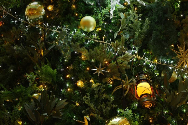 Decoración Del Árbol Navidad Como Material Fondo —  Fotos de Stock