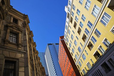 A colorful and unique view from Yokohama Bashamichi where old and new buildings are lined up