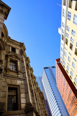 A colorful and unique view from Yokohama Bashamichi where old and new buildings are lined up
