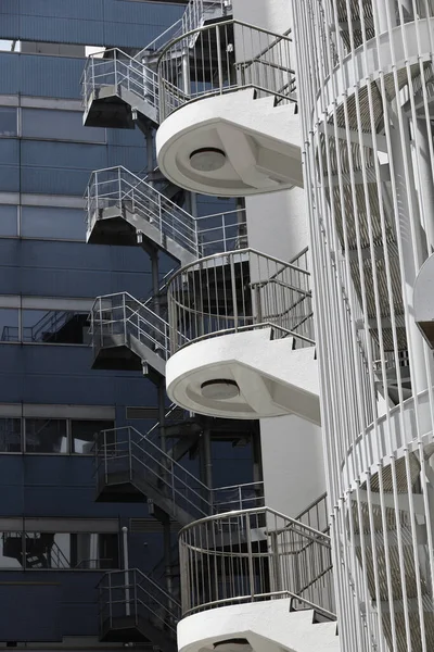 Три Типа Лестниц Аварийного Выхода Различными Конструкциями — стоковое фото