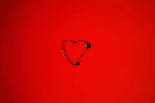 Still Life Heart Shaped Isolated Object Red Background — Stock Photo, Image