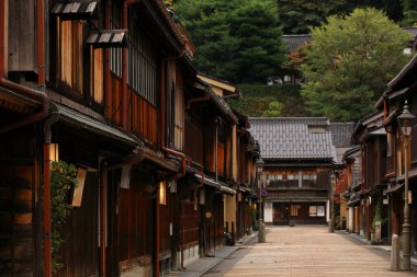Japonya 'nın antik başkenti Kanazawa Higashi Chaya' nın manzarası