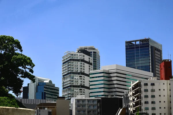 Paisaje Urbano Yokohama Portside Donde Alinean Edificios Diversos Diseños — Foto de Stock