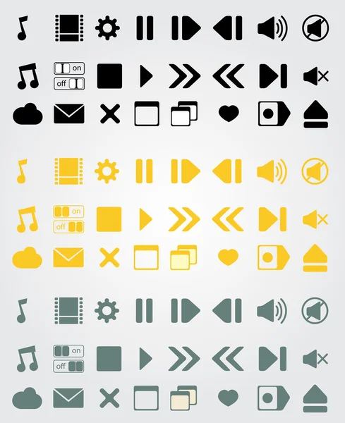 媒体播放器按钮图标集 — 图库矢量图片