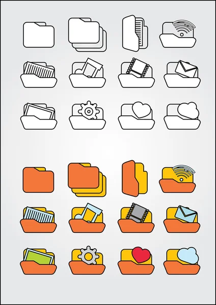 Set icone cartella — Vettoriale Stock