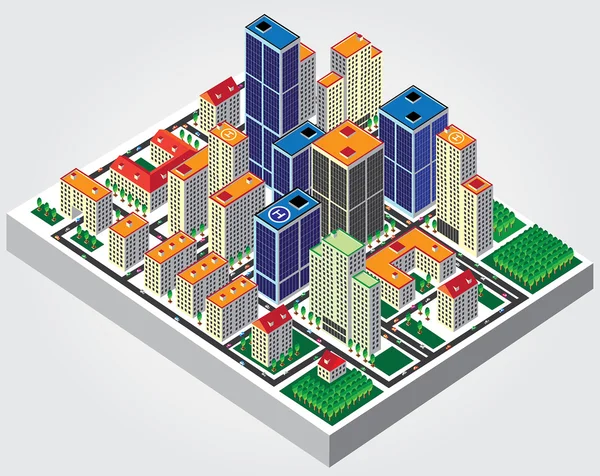 Icono web simple en vector: ciudad isométrica — Archivo Imágenes Vectoriales