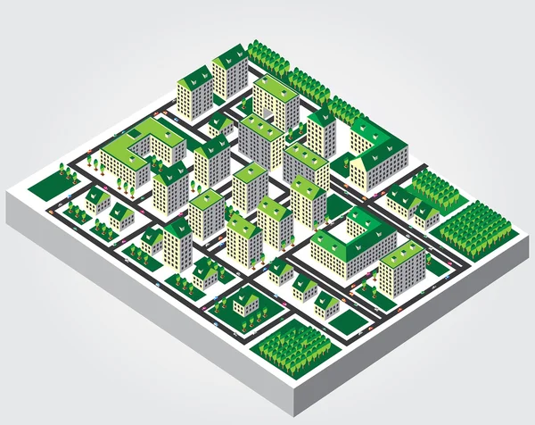 Eenvoudige web pictogram in vector: isometrische stad — Stockvector