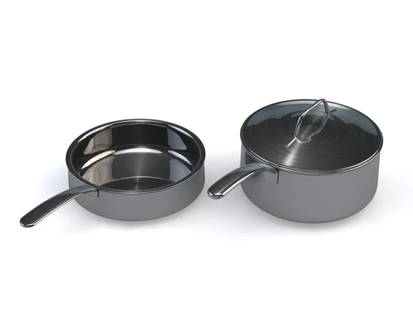 Steel pots and pans — Stock Photo, Image