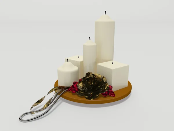 Kerzen und Weihnachtsdekoration — Stockfoto