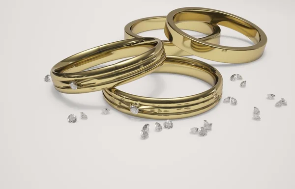 Golden ring and diamonds — Stock Photo, Image