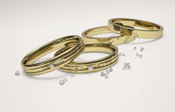 Golden ring and diamonds — Stock Photo, Image