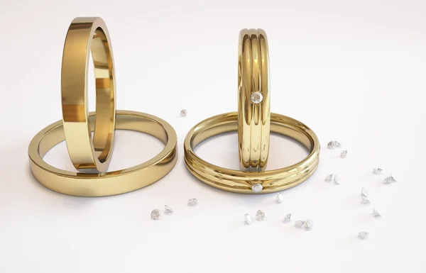 Golden ring and diamonds — Stock Photo, Image