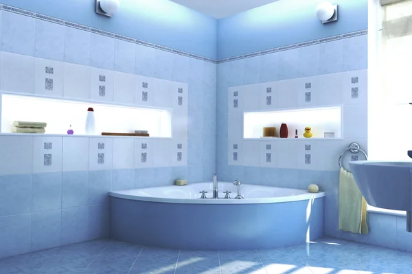 Blå badeværelse - Stock-foto