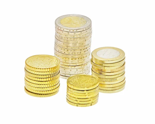 Stacks of euro coins — Stock Photo, Image