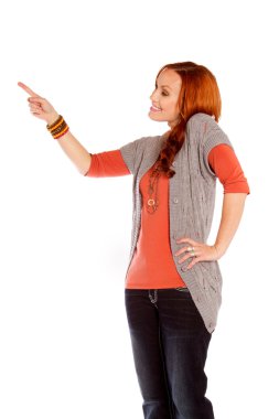 gülümseyen kadın işaret