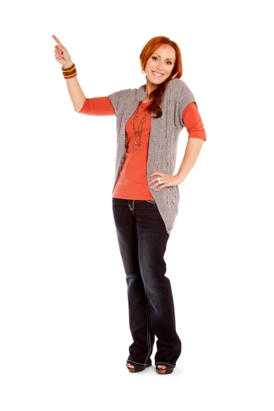 Smiling Woman Pointing — Stock Photo, Image