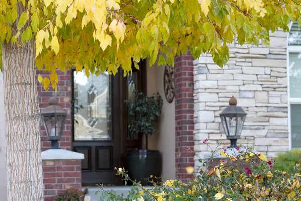 Hojas de otoño en una residencia — Foto de Stock