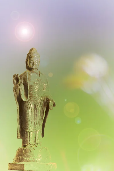 Bronze statue of standing buddha from India — Stock Photo, Image